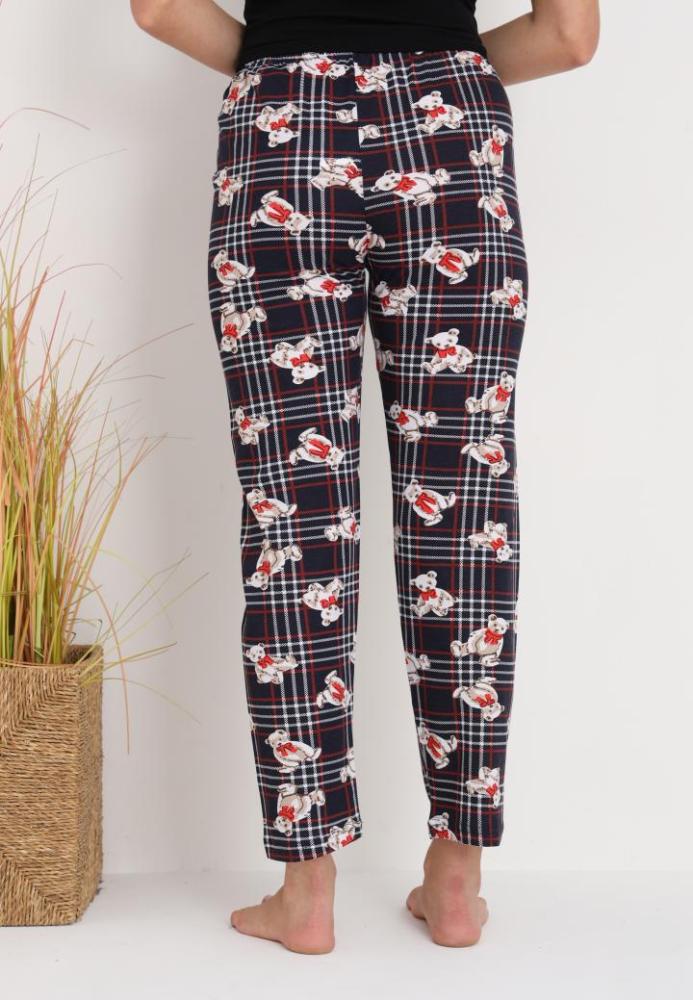 Pantaloni de Pijama Dama ,Culoare Bleumarin cu Ursuleti Crem ,Engros